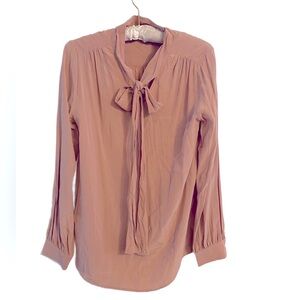 Elegant Washed Silk Pink Women's Blouse Size M